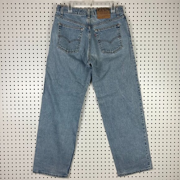 Levi's 565 Wide Leg Baggy Blue Jeans 32x32 USA Made Vintage 90s Light Wash Skate - Picture 1 of 7